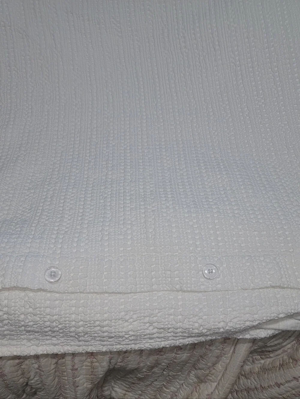 Pottery Barn King Sz White Textured Waffle Knit Duvet Cover